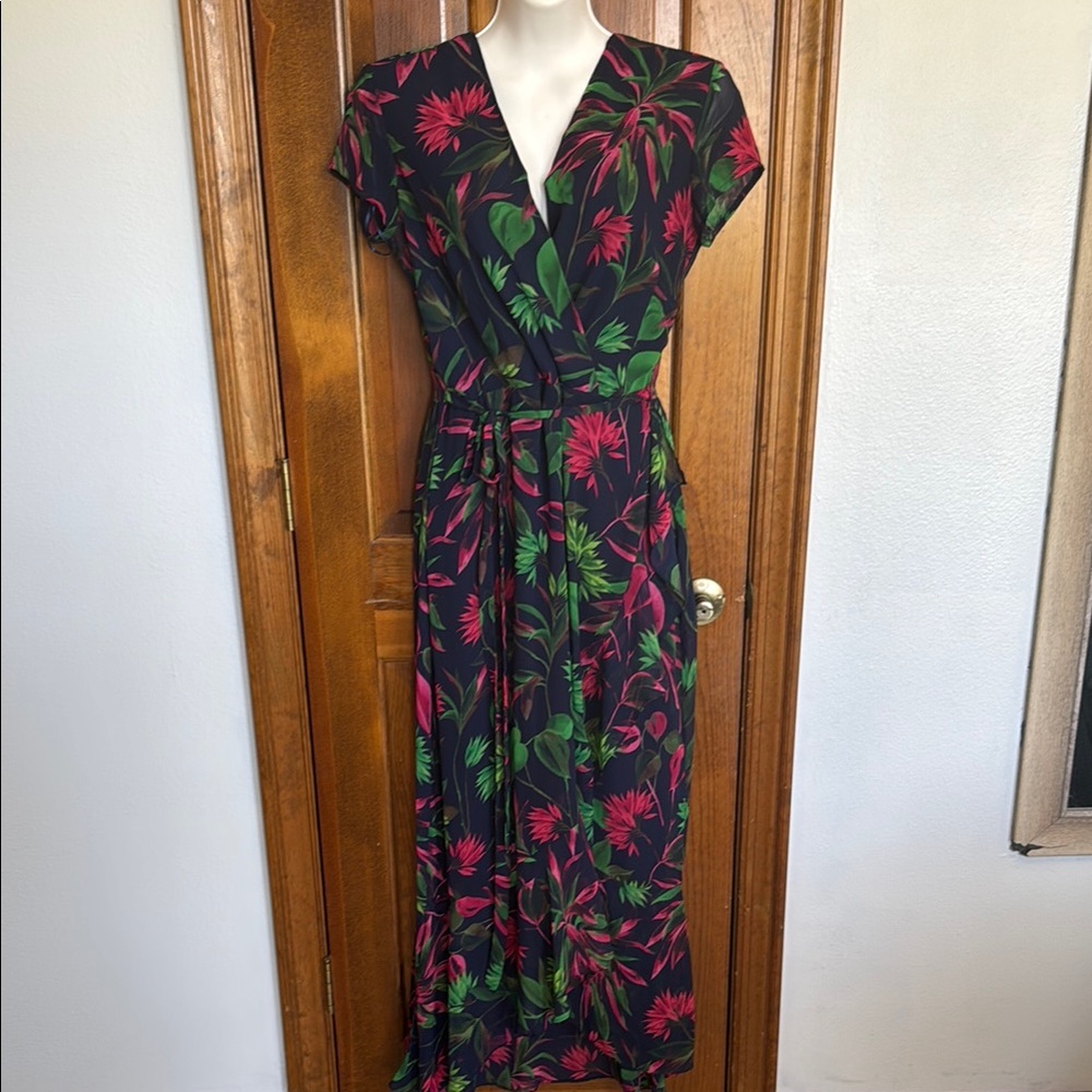 Purple and Pink Wrap Tie Front Maxi Sundress